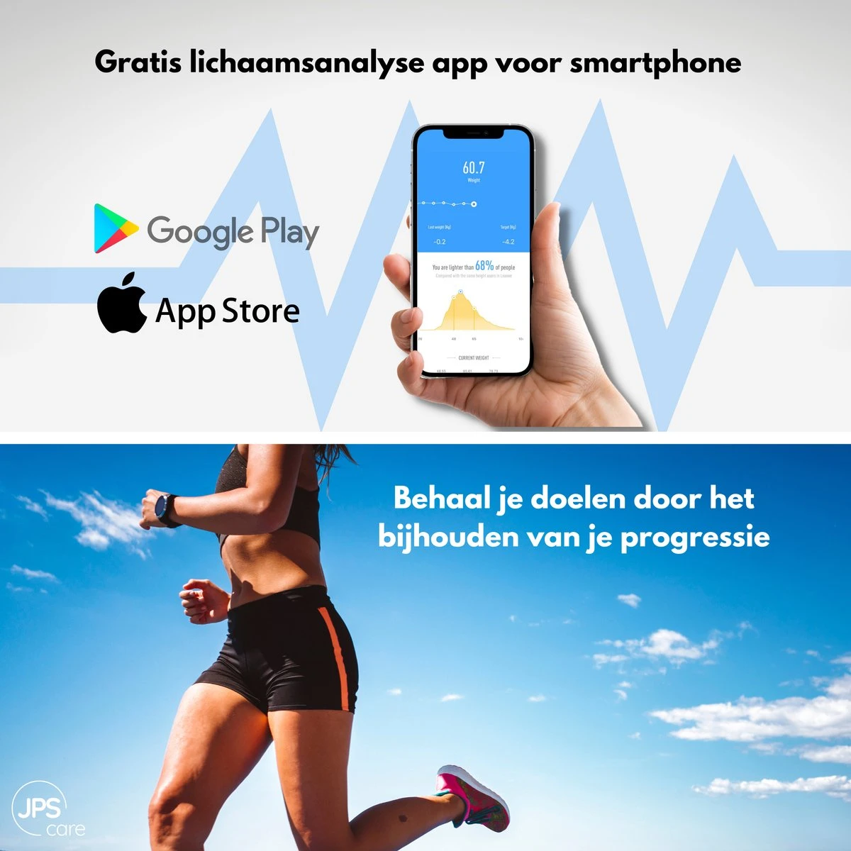 JPS Care® Personenweegschaal - Smart Weegschaal - Met 12 Lichaamsanalyse & Vetpercentage Metingen - Digitaal - Bluetooth Met App - Oplaadbaar Met 6 Maanden Batterij - Zwart 4 JPS Care® Personenweegschaal - Smart Weegschaal - Met 12 Lichaamsanalyse & Vetpercentage Metingen - Digitaal - Bluetooth Met App - Oplaadbaar Met 6 Maanden Batterij - Zwart - Afbeelding 2