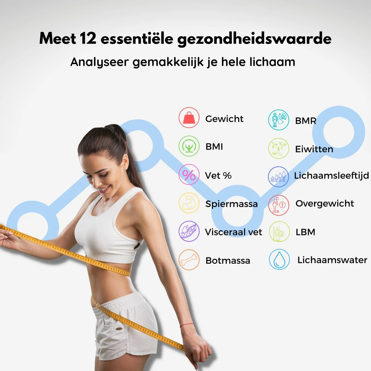 JPS Care® Personenweegschaal - Smart Weegschaal - Met 12 Lichaamsanalyse & Vetpercentage Metingen - Digitaal - Bluetooth Met App - Oplaadbaar Met 6 Maanden Batterij - Wit 5 JPS Care® Personenweegschaal - Smart Weegschaal - Met 12 Lichaamsanalyse & Vetpercentage Metingen - Digitaal - Bluetooth Met App - Oplaadbaar Met 6 Maanden Batterij - Wit - Afbeelding 3