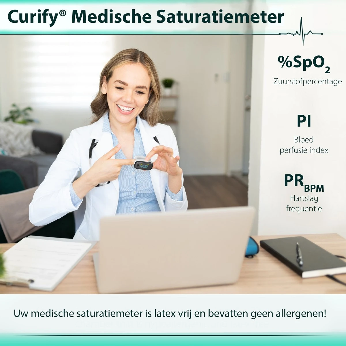 Curify® Medische Saturatiemeter - Zuurstofmeter Vinger Inclusief Hartslagmeter - Pulse Oximeter Met PI Functie 8 Curify® Medische Saturatiemeter - Zuurstofmeter Vinger Inclusief Hartslagmeter - Pulse Oximeter Met PI Functie - Afbeelding 6