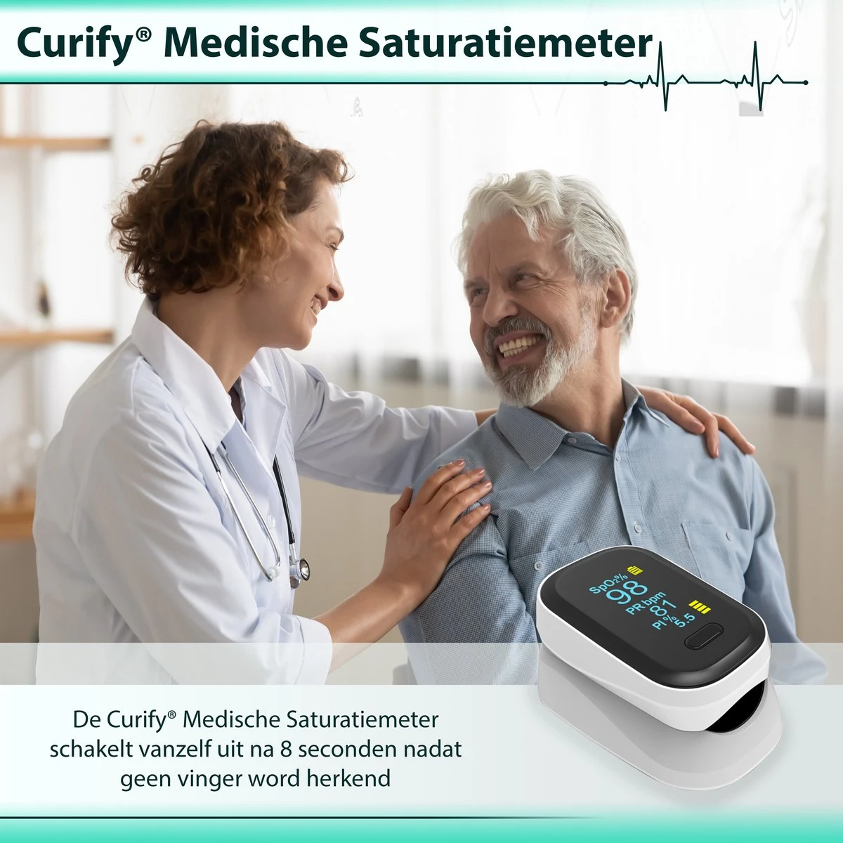 Curify® Medische Saturatiemeter - Zuurstofmeter Vinger Inclusief Hartslagmeter - Pulse Oximeter Met PI Functie 9 Curify® Medische Saturatiemeter - Zuurstofmeter Vinger Inclusief Hartslagmeter - Pulse Oximeter Met PI Functie - Afbeelding 7