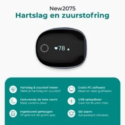 New2075 – Saturatiemeter – Zuurstofmeter Vinger – Oximeter – Hartslagmeter – Gratis App–voor Snurken En Slaap Apnea – Beter Slapen -MEDISANA Shop 1200x1200 364