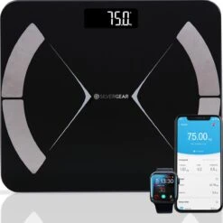 Silvergear® Bluetooth Personenweegschaal - Met Zeer Volledige Lichaamsanalyse Met Vetpercentage – Inclusief Analyse App – Zwart
