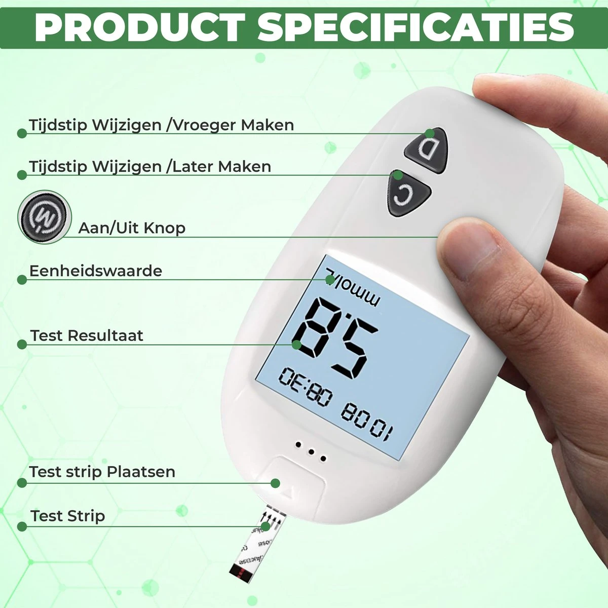 Glucosemeter - Bloedsuikermeter - Glucose Meter - Bloedsuikerspiegelmeter - Diabetes Meter - Glucose Monitor - 50 Teststrips - 50 Naalden - Startpakket 5 Glucosemeter - Bloedsuikermeter - Glucose Meter - Bloedsuikerspiegelmeter - Diabetes Meter - Glucose Monitor - 50 Teststrips - 50 Naalden - Startpakket - Afbeelding 3