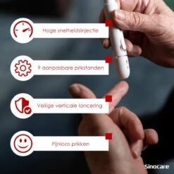 Sinocare Safe AQ Smart - Professionele Glucosemeter - Mmol/L - Inclusief 50 Teststrips & 50 Naalden -MEDISANA Shop 1200x1200 406