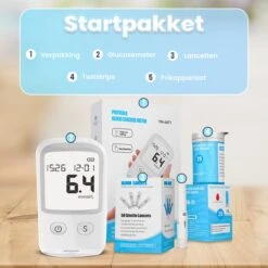 Merkloos Glucosemeter - Bloedsuikermeter - Bloedsuikerspiegelmeter - Diabetes Meter - Glucose Monitor - Teststrips - Startpakket -MEDISANA Shop 1200x1200 424