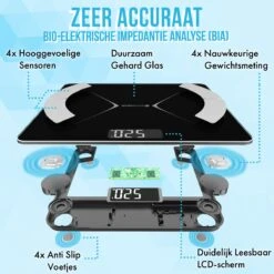 Silvergear® Bluetooth Personenweegschaal - Met Zeer Volledige Lichaamsanalyse Met Vetpercentage – Inclusief Analyse App – Zwart 27 Silvergear® Bluetooth Personenweegschaal - Met Zeer Volledige Lichaamsanalyse Met Vetpercentage – Inclusief Analyse App – Zwart -MEDISANA Shop 1200x1200 43