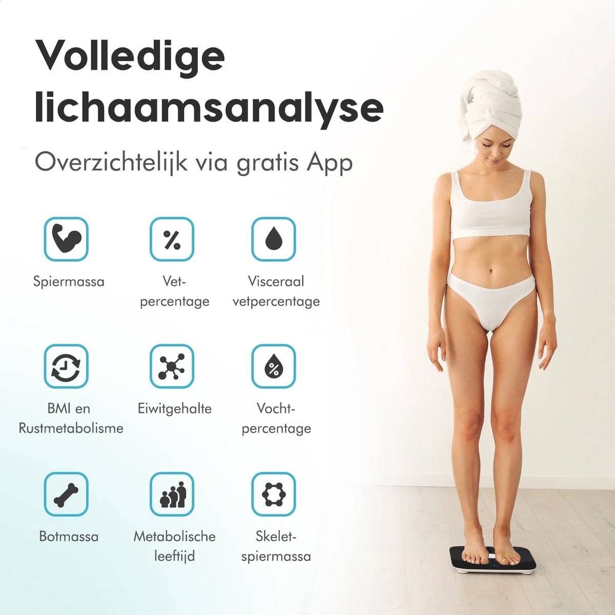 Qumax Slimme Weegschaal Met Lichaamsanalyse - Personenweegschaal Nederlandse App – Digitale Weegschaal Met 11 Meetfuncties – Anti-slip - Zwart 4 Qumax Slimme Weegschaal Met Lichaamsanalyse - Personenweegschaal Nederlandse App – Digitale Weegschaal Met 11 Meetfuncties – Anti-slip - Zwart - Afbeelding 2