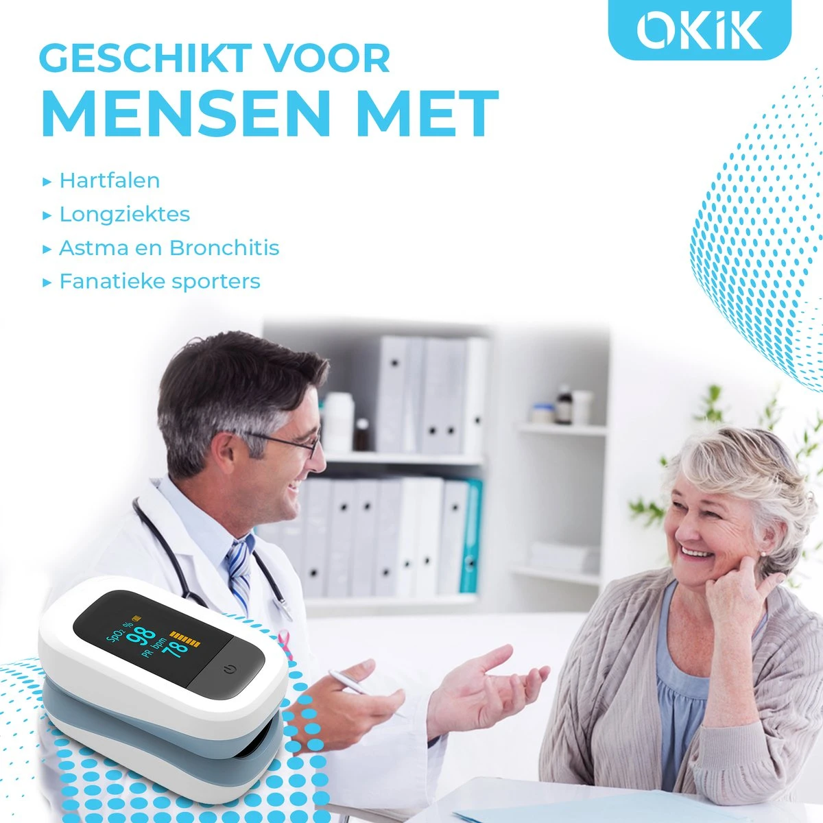 Okik Luxe Saturatiemeter Met Hartslagmeter – Zuurstofmeter Vinger – Pulse Oximeter 4 Okik Luxe Saturatiemeter Met Hartslagmeter – Zuurstofmeter Vinger – Pulse Oximeter - Afbeelding 2