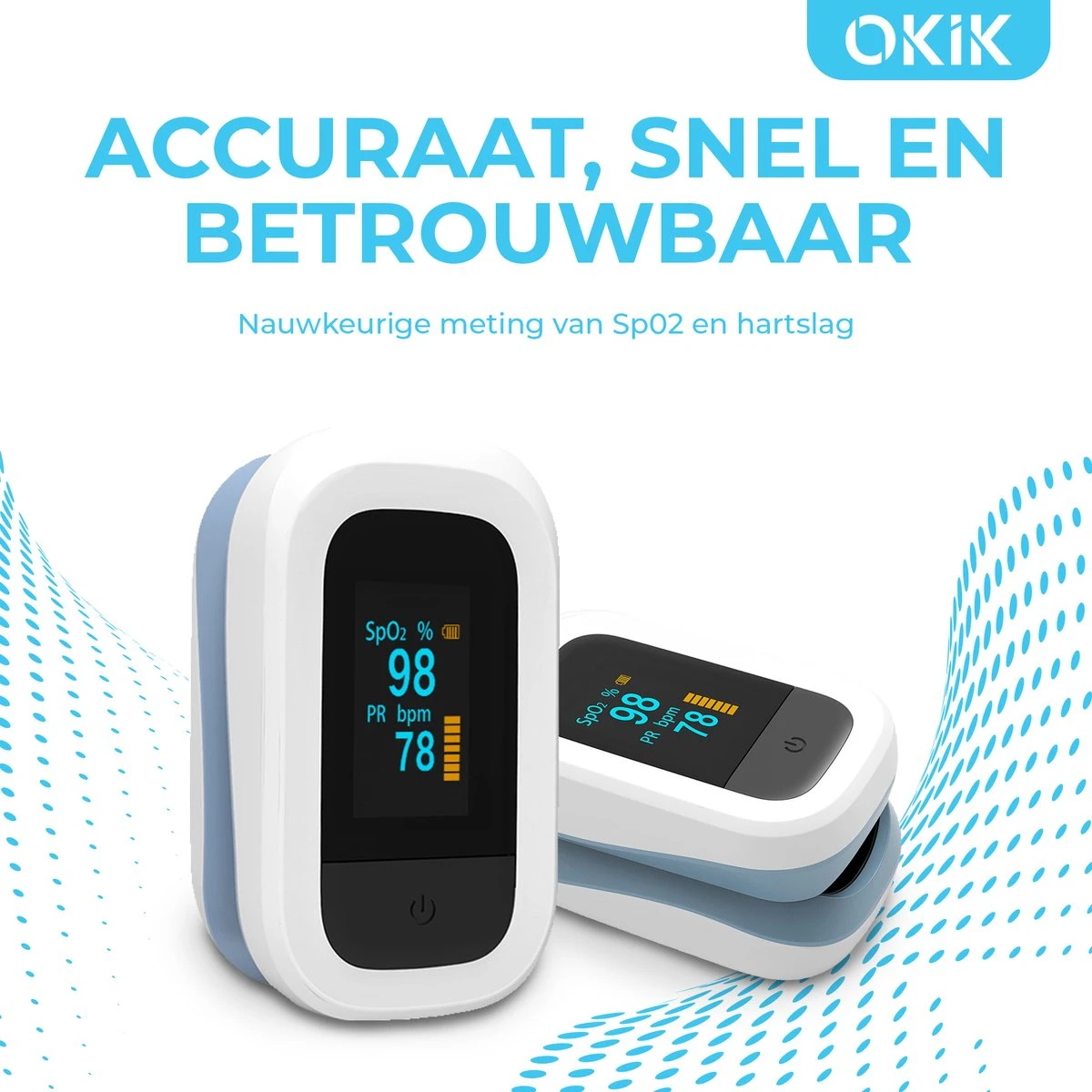 Okik Luxe Saturatiemeter Met Hartslagmeter – Zuurstofmeter Vinger – Pulse Oximeter 9 Okik Luxe Saturatiemeter Met Hartslagmeter – Zuurstofmeter Vinger – Pulse Oximeter - Afbeelding 7