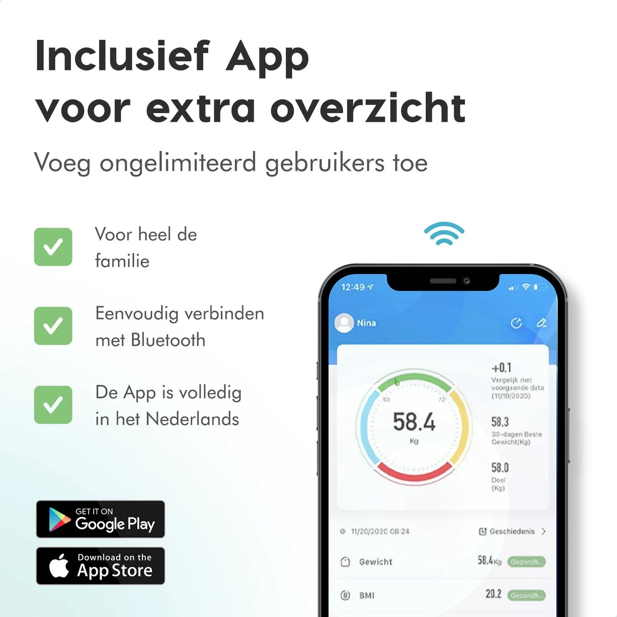 Qumax Slimme Weegschaal Met Lichaamsanalyse - Personenweegschaal Nederlandse App – Digitale Weegschaal Met 11 Meetfuncties – Anti-slip - Zwart 5 Qumax Slimme Weegschaal Met Lichaamsanalyse - Personenweegschaal Nederlandse App – Digitale Weegschaal Met 11 Meetfuncties – Anti-slip - Zwart - Afbeelding 3