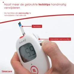 Sinocare Safe AQ Smart - Professionele Glucosemeter - Mmol/L - Inclusief 100 Teststrips & 100 Naalden - Diabetes Meter -MEDISANA Shop 1200x1200 501