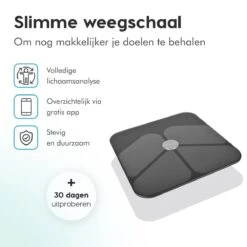 Qumax Slimme Weegschaal Met Lichaamsanalyse - Personenweegschaal Nederlandse App – Digitale Weegschaal Met 11 Meetfuncties – Anti-slip - Zwart 19 Qumax Slimme Weegschaal Met Lichaamsanalyse - Personenweegschaal Nederlandse App – Digitale Weegschaal Met 11 Meetfuncties – Anti-slip - Zwart -MEDISANA Shop 1200x1200 51