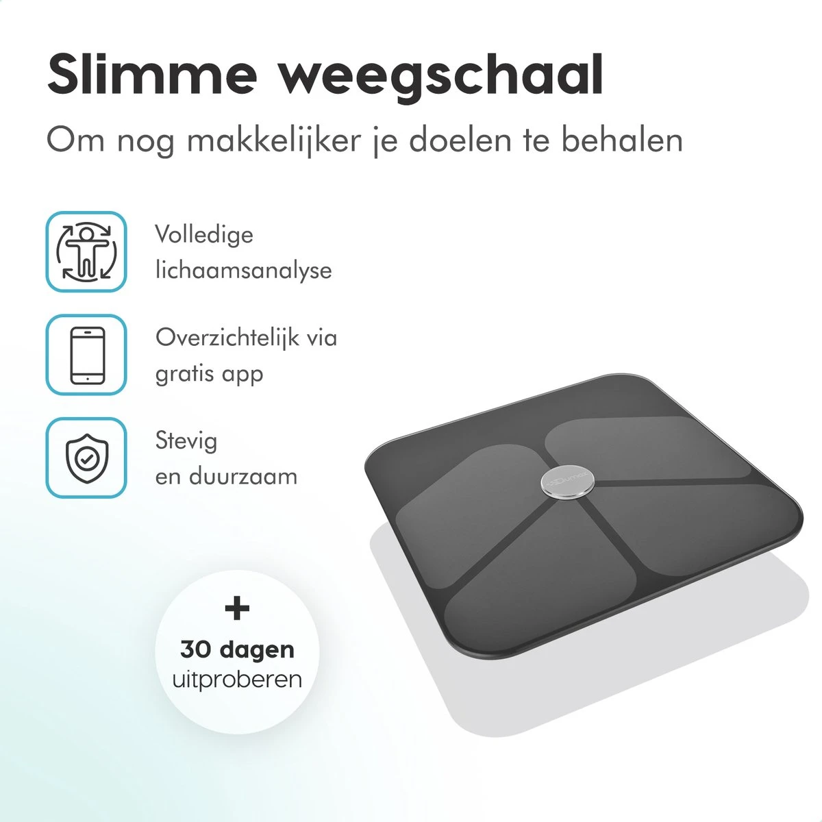 Qumax Slimme Weegschaal Met Lichaamsanalyse - Personenweegschaal Nederlandse App – Digitale Weegschaal Met 11 Meetfuncties – Anti-slip - Zwart 7 Qumax Slimme Weegschaal Met Lichaamsanalyse - Personenweegschaal Nederlandse App – Digitale Weegschaal Met 11 Meetfuncties – Anti-slip - Zwart - Afbeelding 5