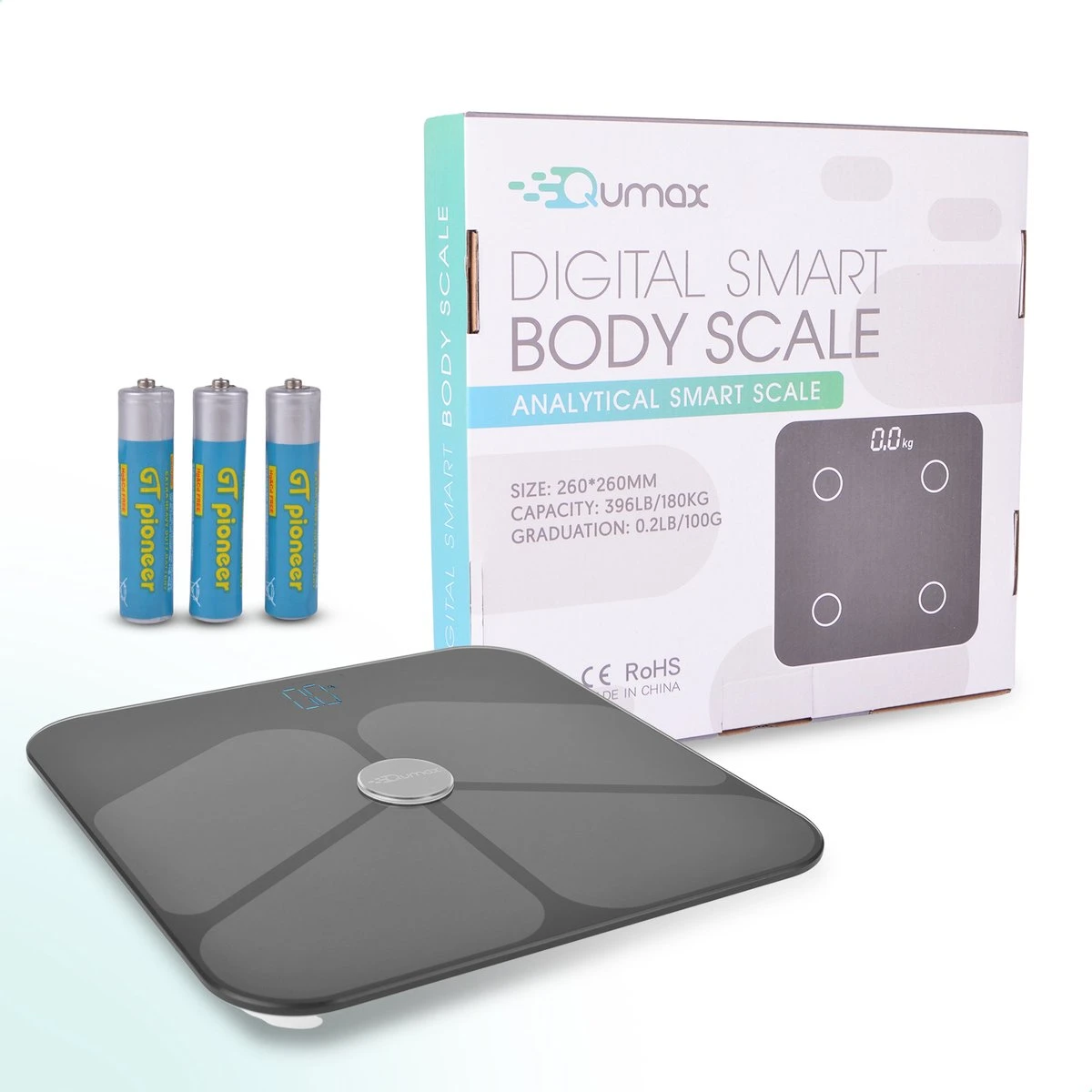 Qumax Slimme Weegschaal Met Lichaamsanalyse - Personenweegschaal Nederlandse App – Digitale Weegschaal Met 11 Meetfuncties – Anti-slip - Zwart 9 Qumax Slimme Weegschaal Met Lichaamsanalyse - Personenweegschaal Nederlandse App – Digitale Weegschaal Met 11 Meetfuncties – Anti-slip - Zwart - Afbeelding 7