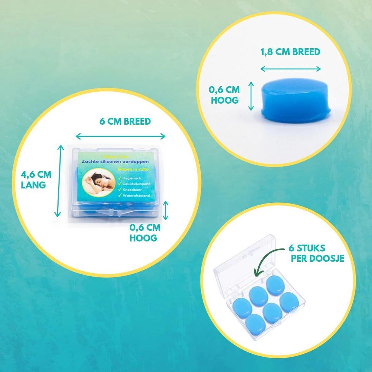 Happy Lime - Zachte, Kneedbare Siliconen Oordoppen Voor Het Slapen - 6 Stuks 4 Happy Lime - Zachte, Kneedbare Siliconen Oordoppen Voor Het Slapen - 6 Stuks - Afbeelding 2