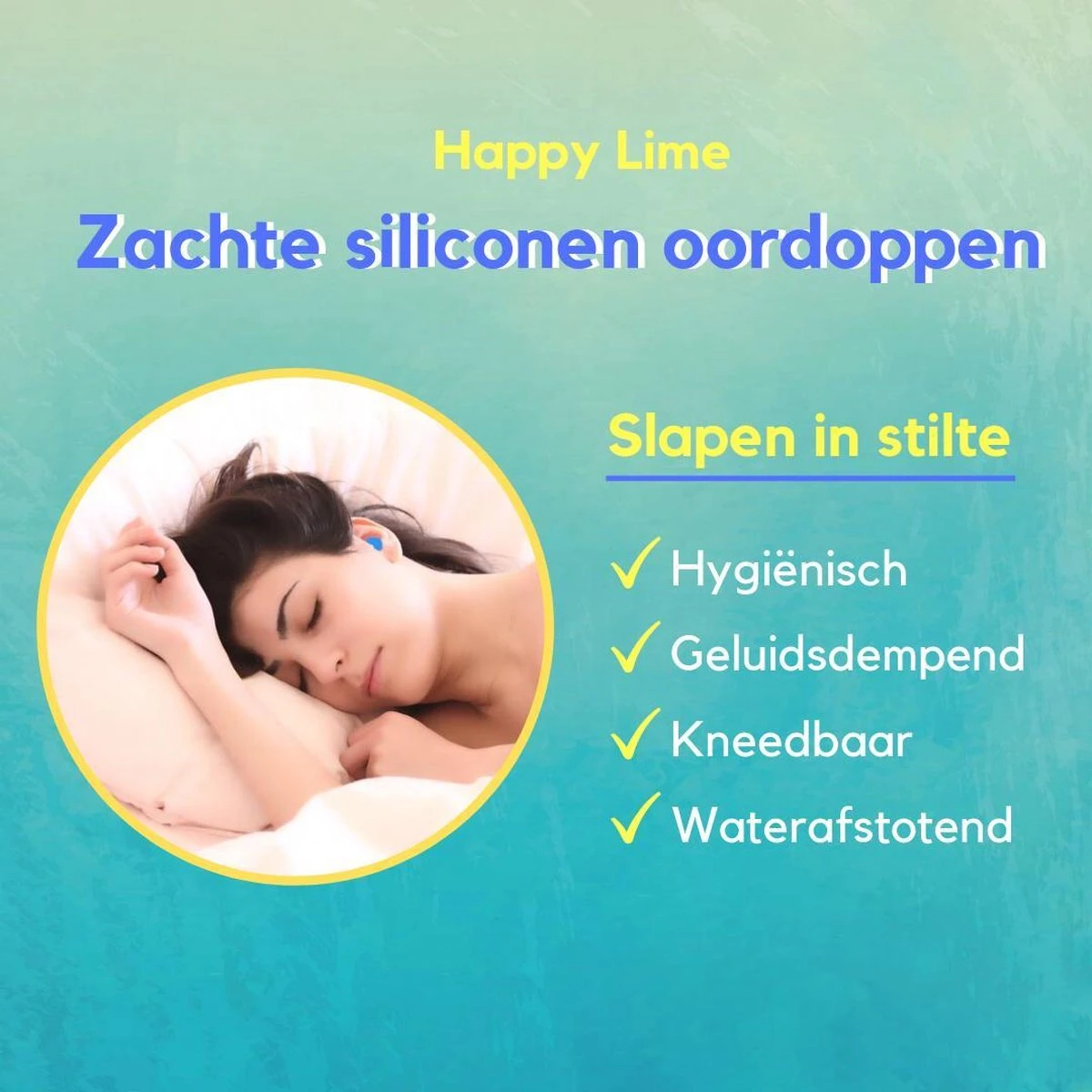 Happy Lime - Zachte, Kneedbare Siliconen Oordoppen Voor Het Slapen - 6 Stuks 8 Happy Lime - Zachte, Kneedbare Siliconen Oordoppen Voor Het Slapen - 6 Stuks - Afbeelding 6