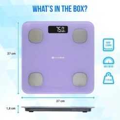 Silvergear® Bluetooth Personenweegschaal - Met Zeer Volledige Lichaamsanalyse Met Vetpercentage – Inclusief Analyse App – Lavendel Paars -MEDISANA Shop 1200x1200 76