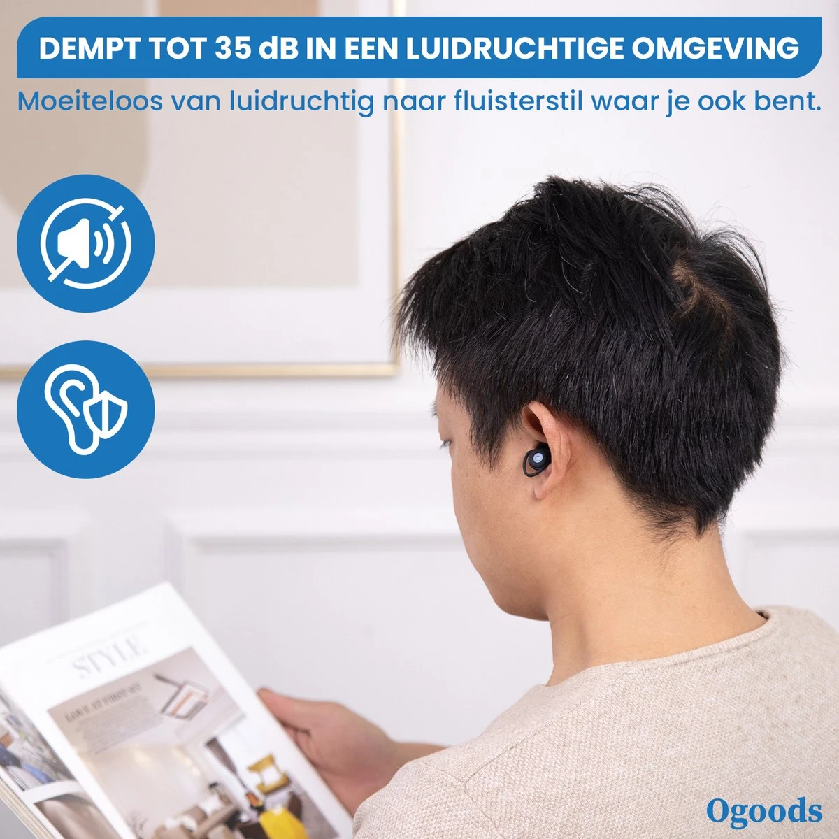 Ogoods Noice Cancelling Oordoppen – Gehoorbescherming Tot 35 DB – Partyplugs - Voor: Slapen, Festivals, Concentratie - Incl. Opbergcase En Schoonmaakborstel 4 Ogoods Noice Cancelling Oordoppen – Gehoorbescherming Tot 35 DB – Partyplugs - Voor: Slapen, Festivals, Concentratie - Incl. Opbergcase En Schoonmaakborstel - Afbeelding 2