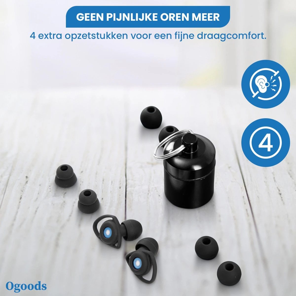 Ogoods Noice Cancelling Oordoppen – Gehoorbescherming Tot 35 DB – Partyplugs - Voor: Slapen, Festivals, Concentratie - Incl. Opbergcase En Schoonmaakborstel 5 Ogoods Noice Cancelling Oordoppen – Gehoorbescherming Tot 35 DB – Partyplugs - Voor: Slapen, Festivals, Concentratie - Incl. Opbergcase En Schoonmaakborstel - Afbeelding 3