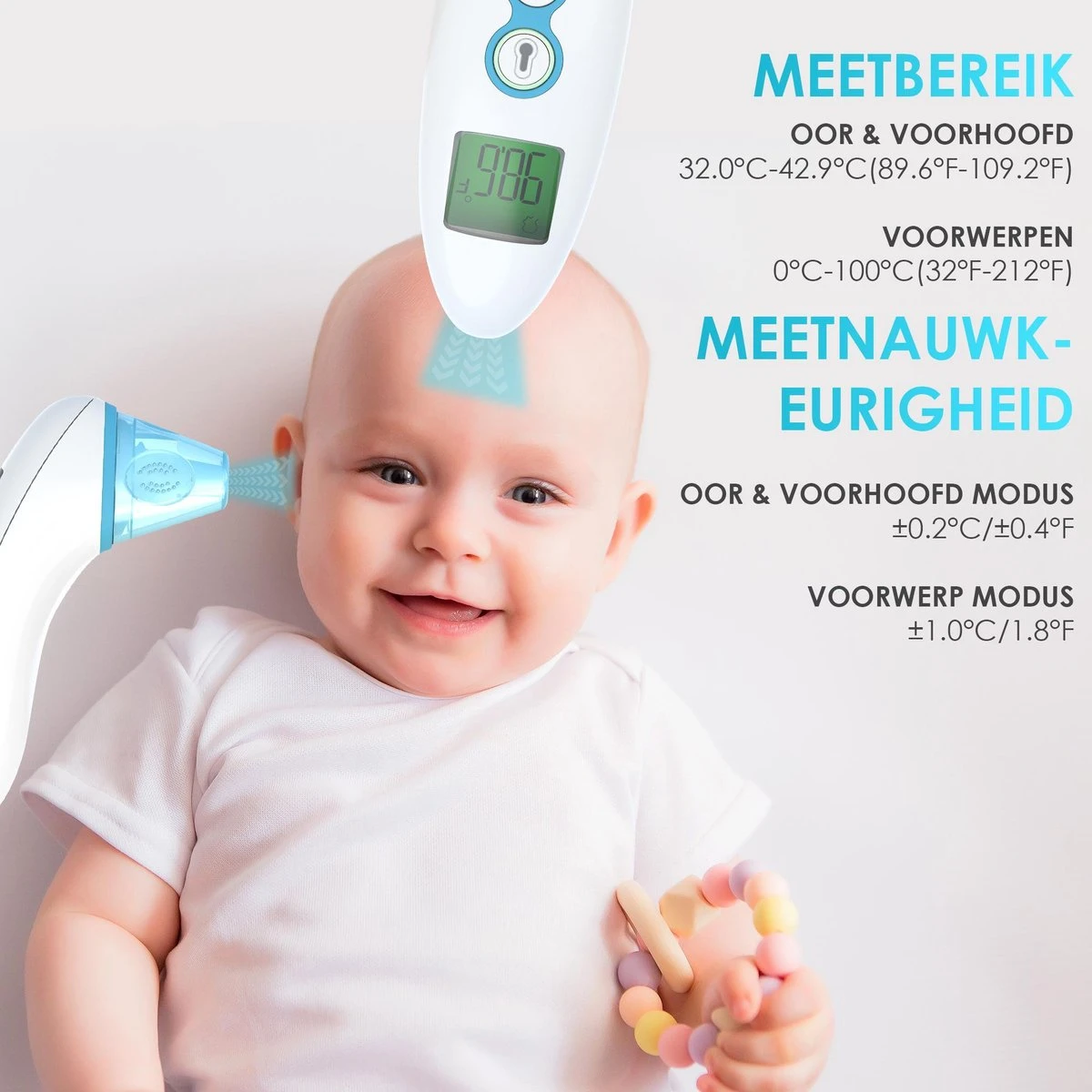 EASY LIFE Easylife® Digitale Infrarood Thermometer Incl. Batterijen En Opbergzakje - Oor & Voorhoofd 7 EASY LIFE Easylife® Digitale Infrarood Thermometer Incl. Batterijen En Opbergzakje - Oor & Voorhoofd - Afbeelding 5