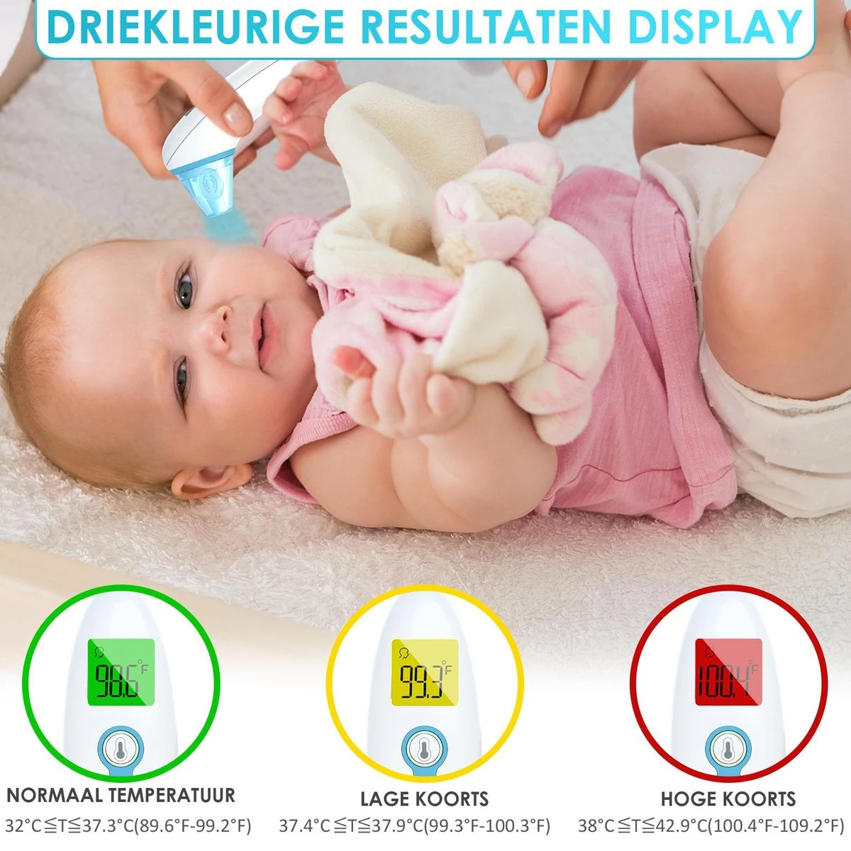 EASY LIFE Easylife® Digitale Infrarood Thermometer Incl. Batterijen En Opbergzakje - Oor & Voorhoofd 8 EASY LIFE Easylife® Digitale Infrarood Thermometer Incl. Batterijen En Opbergzakje - Oor & Voorhoofd - Afbeelding 6