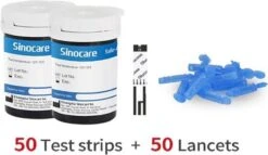 Sinocare Bloedglucosemeter/bloedglucose Diabetescontrolekit Met Codevrij Strips X 50 En Pijnloze Lancetten X 50 - In Mg/dL (Safe Accu) (50 Strips) -MEDISANA Shop 1200x695