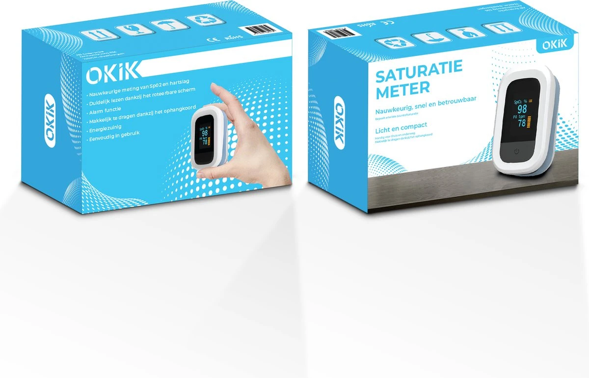 Okik Luxe Saturatiemeter Met Hartslagmeter – Zuurstofmeter Vinger – Pulse Oximeter 10 Okik Luxe Saturatiemeter Met Hartslagmeter – Zuurstofmeter Vinger – Pulse Oximeter - Afbeelding 8