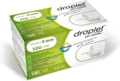 Insuline Pennaald Droplet 4MM 32G (100 Pennaalden Per Verpakking)