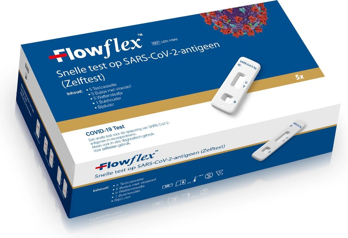 100 Stuks Flowflex Corona Zelftest (5 Pack) Sneltest Covid-19 3 100 Stuks Flowflex Corona Zelftest (5 Pack) Sneltest Covid-19
