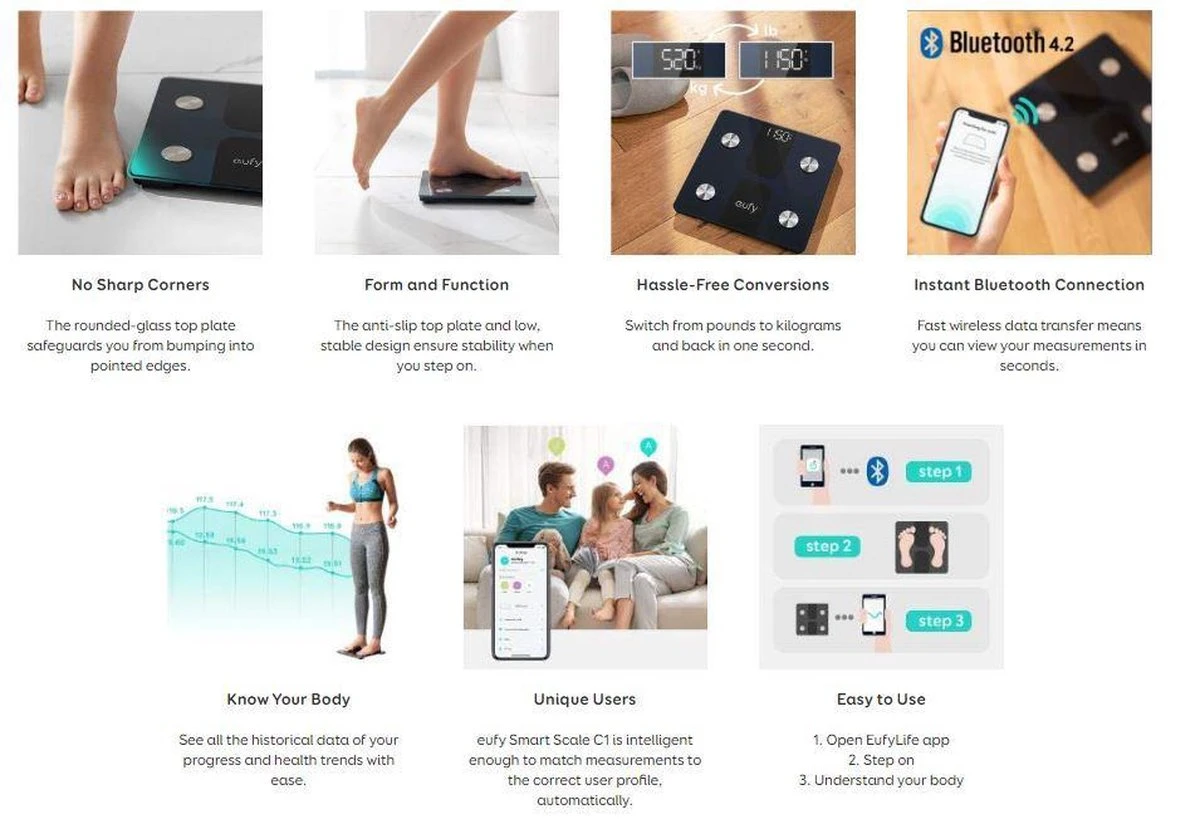 Eufy Bodysense C1 - Smart Scale - Weegschaal 10 Eufy Bodysense C1 - Smart Scale - Weegschaal - Afbeelding 8
