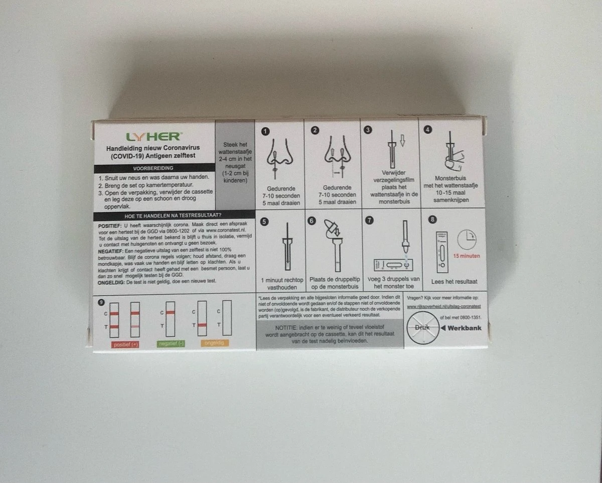 10 Stuks Lyher Corona Zelftest- Kort Wattenstaafje - Goedgekeurd Door Het RIVM 4 10 Stuks Lyher Corona Zelftest- Kort Wattenstaafje - Goedgekeurd Door Het RIVM - Afbeelding 2