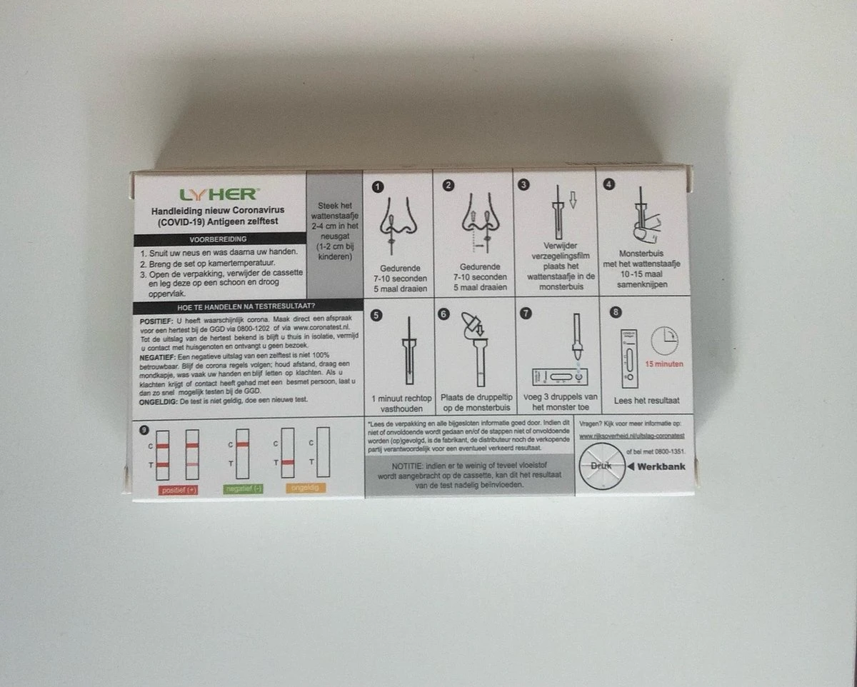 Corona Zelftest - Antigeen Zelftest - Sneltest Verpakt In Per 5 Stuks - Lyher Zelftest Corona - Thuistest - Sars-CoV-2 Antigen Rapid Test - Covid-19 - Corona Covid Sneltest - Zelftest Corona RIVM Goedgekeurd - Inclusief NEDERLANDSE Handleiding 4 Corona Zelftest - Antigeen Zelftest - Sneltest Verpakt In Per 5 Stuks - Lyher Zelftest Corona - Thuistest - Sars-CoV-2 Antigen Rapid Test - Covid-19 - Corona Covid Sneltest - Zelftest Corona RIVM Goedgekeurd - Inclusief NEDERLANDSE Handleiding - Afbeelding 2