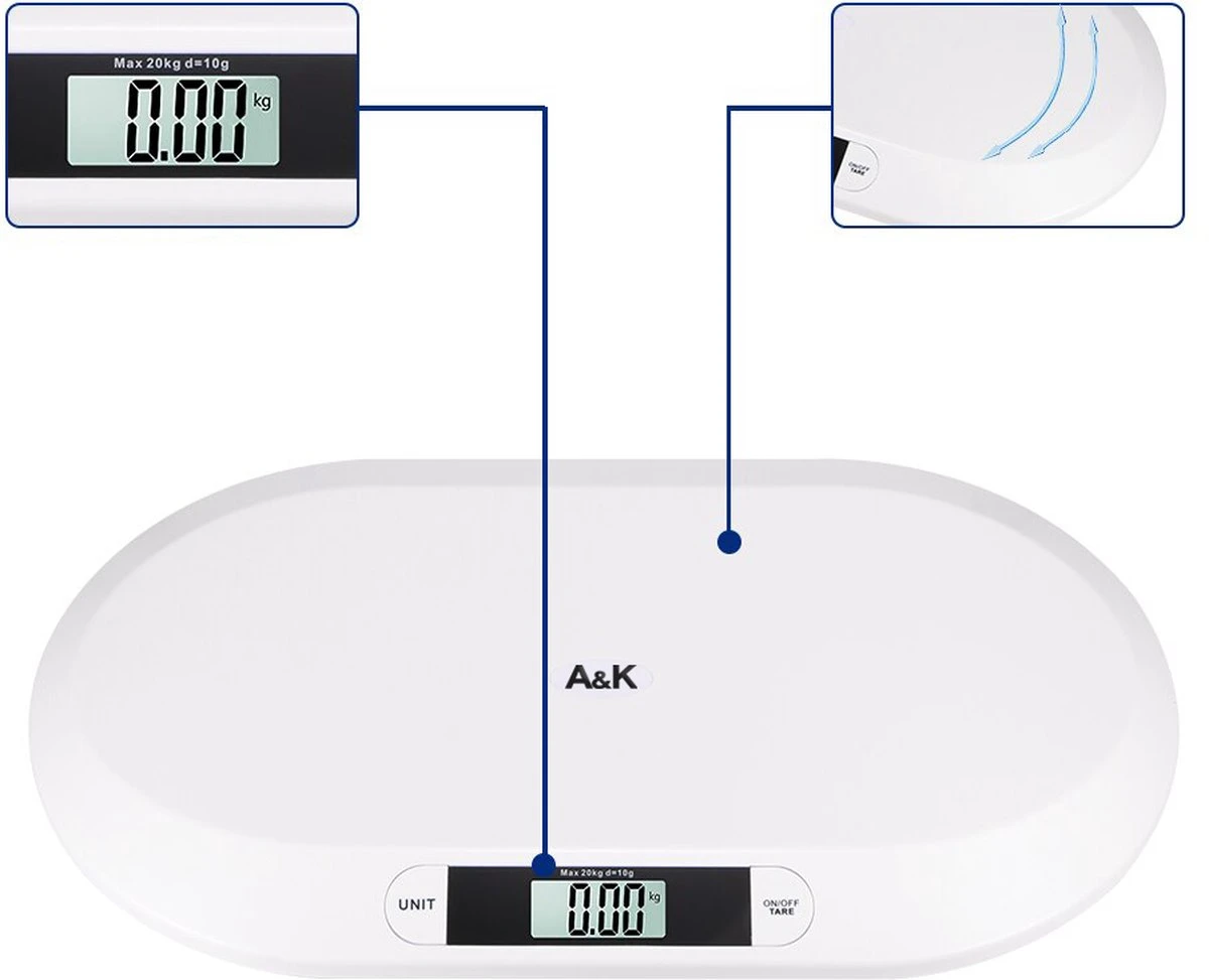 A&K Baby Weegschaal - Digitaal - Multifunctioneel - Babyweegschaal - Inclusief Batterijen – Personenweegschaal - Dierenweegschaal - Roze 7 A&K Baby Weegschaal - Digitaal - Multifunctioneel - Babyweegschaal - Inclusief Batterijen – Personenweegschaal - Dierenweegschaal - Roze - Afbeelding 5