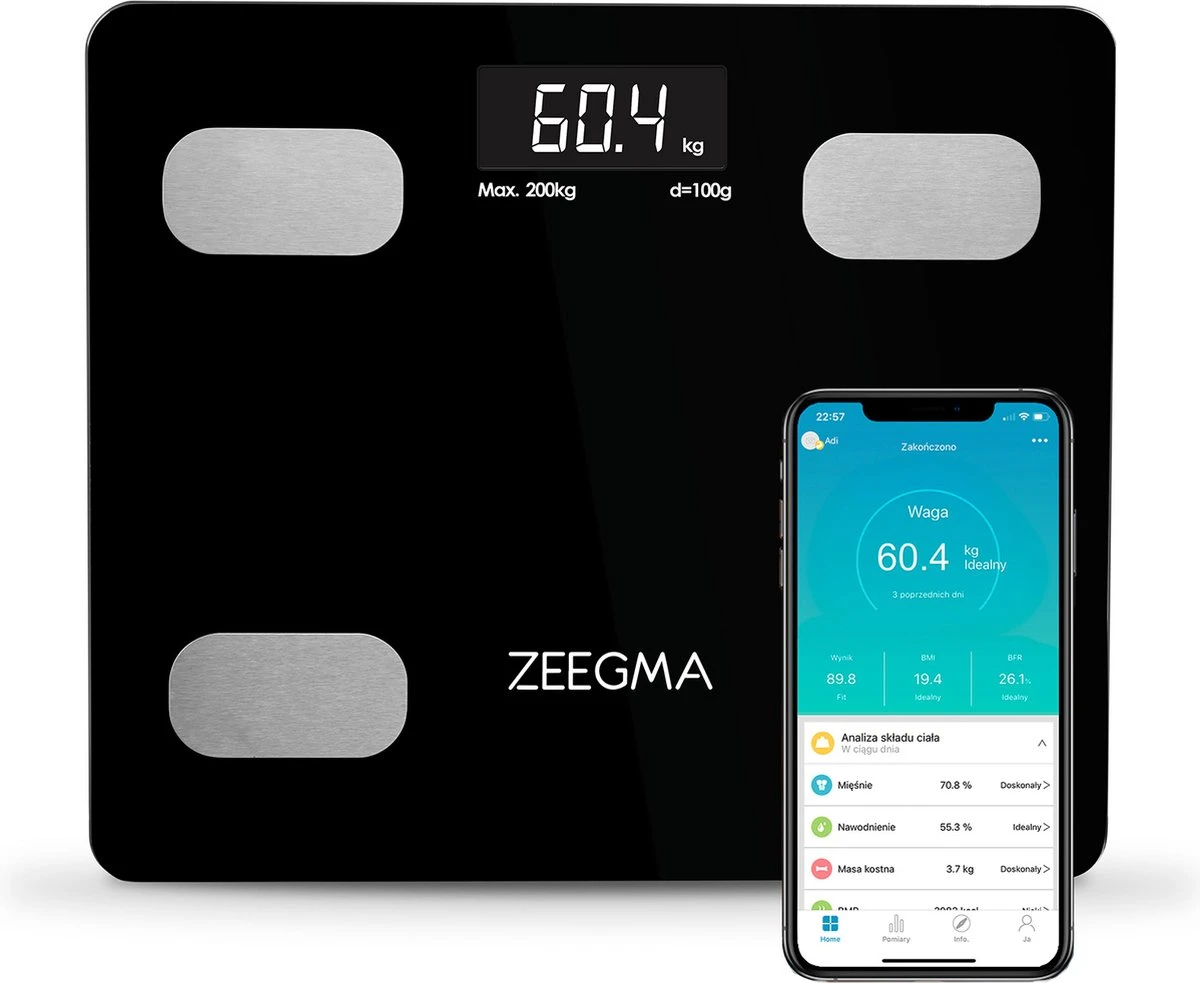 Zeegma Gewit - SMART Personenweegschaal - 15 Parameters - 200kg - LCD - APP 3 Zeegma Gewit - SMART Personenweegschaal - 15 Parameters - 200kg - LCD - APP