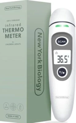 New York Biology - Infrarood Oor En Voorhoofdthermometer Lichaam Voor Baby- Kinderen & Volwassenen-digitale Koortsthermometer-incl. Batterijen +NL Handleiding