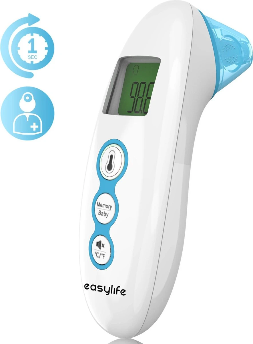 EASY LIFE Easylife® Digitale Infrarood Thermometer Incl. Batterijen En Opbergzakje - Oor & Voorhoofd 3 EASY LIFE Easylife® Digitale Infrarood Thermometer Incl. Batterijen En Opbergzakje - Oor & Voorhoofd