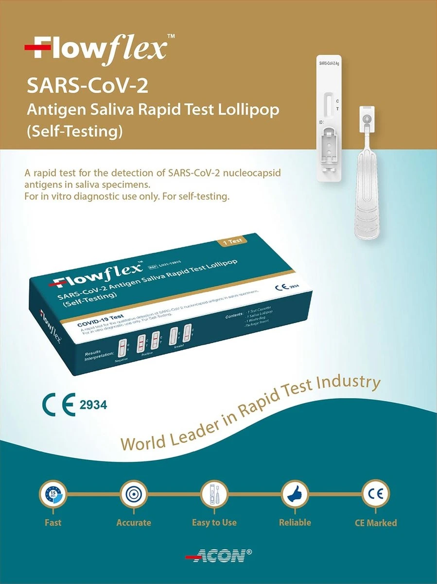 Flowflex™ | 5 Stuks Covid19 Speekseltest Lollipop | CE2934 Gekeurd | Per Stuk Verpakt | NL Gebruiksinstructie | Kindvriendelijk | Zelftest Corona Thuistest | Nederlandse Handleiding 5 Flowflex™ | 5 Stuks Covid19 Speekseltest Lollipop | CE2934 Gekeurd | Per Stuk Verpakt | NL Gebruiksinstructie | Kindvriendelijk | Zelftest Corona Thuistest | Nederlandse Handleiding - Afbeelding 3