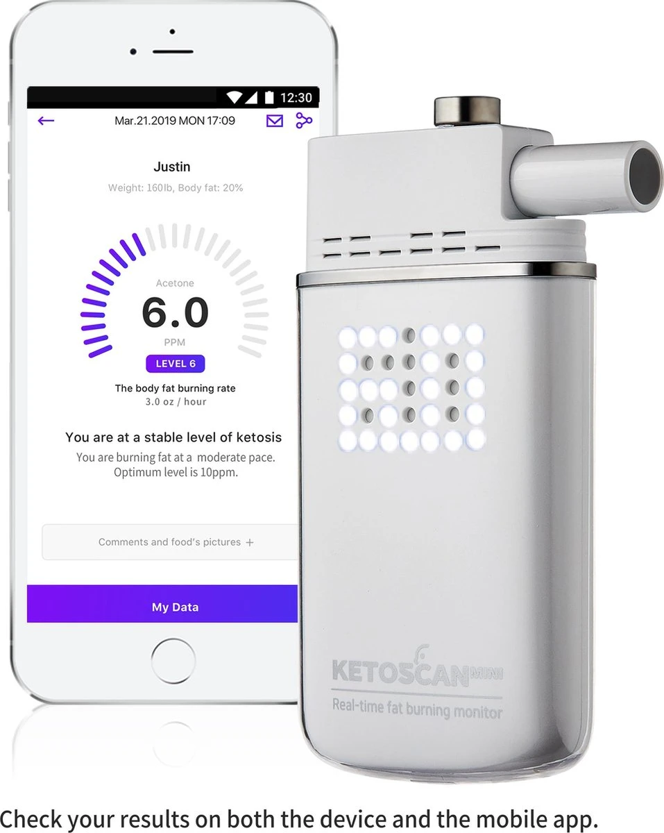 Ketoscan Mini - Ketosis Meter - Bluetooth - Gas Sensor - Fatburner Meter - Oplaadbaar 8 Ketoscan Mini - Ketosis Meter - Bluetooth - Gas Sensor - Fatburner Meter - Oplaadbaar - Afbeelding 6