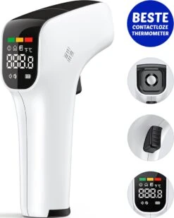 Salvaro® Professionele Infrarood Thermometer - Contactloze Koortsthermometer - Vernieuwde Verbeterde Sensor -Voorhoofd En Lichaam Thermometer - Kinderen En Volwassenen - Met Nederlandse Handleiding En Icl. Batterijen