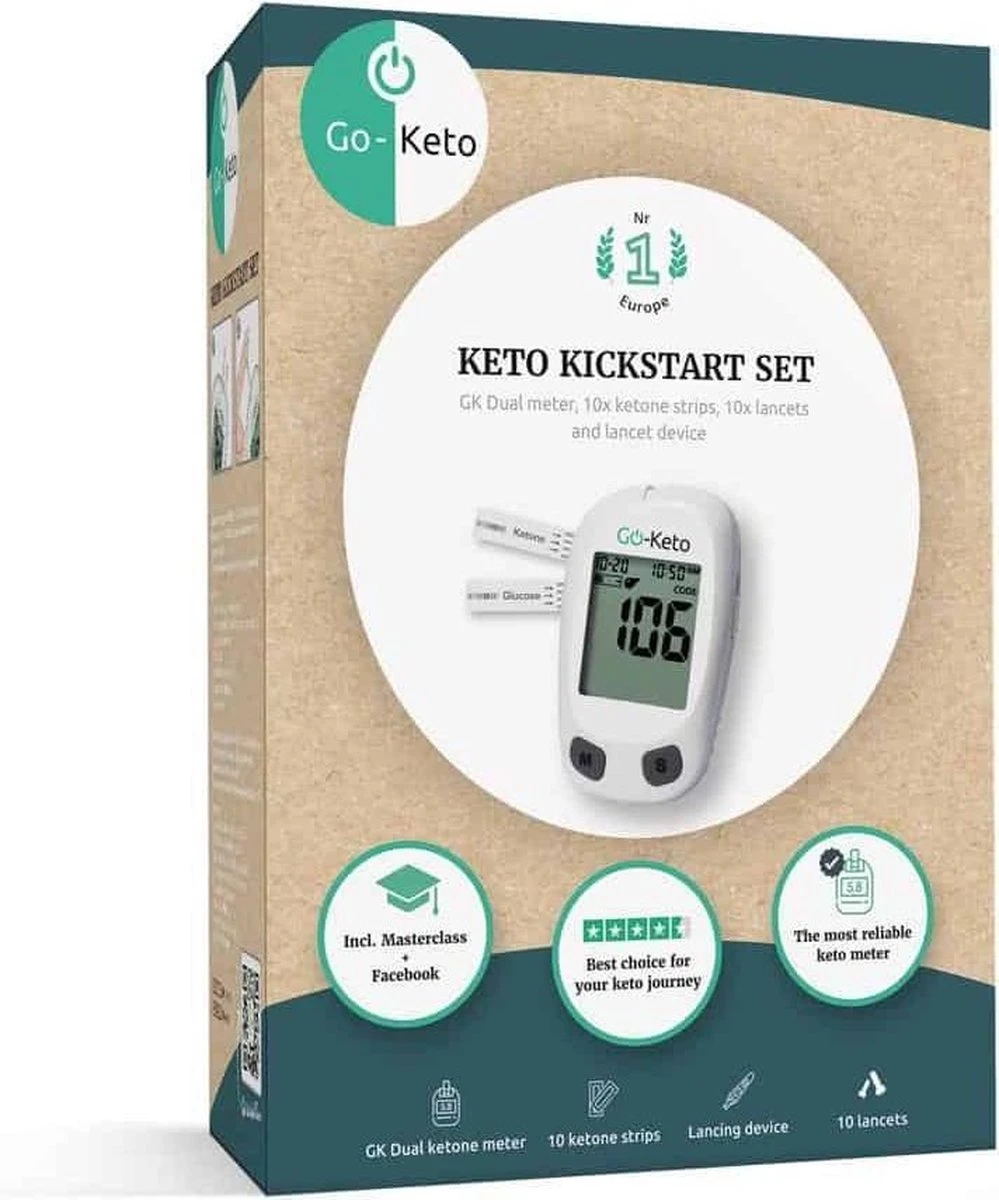 Go-Keto Ketonen Glucose Meter Kickstart Set (incl. 10 Ketonen Strips) Mg/dl 3 Go-Keto Ketonen Glucose Meter Kickstart Set (incl. 10 Ketonen Strips) Mg/dl